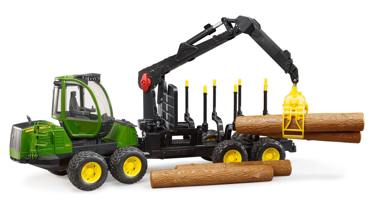 John Deere 1210E Forwarder with 4 tree trunks and grab - Farm Toy