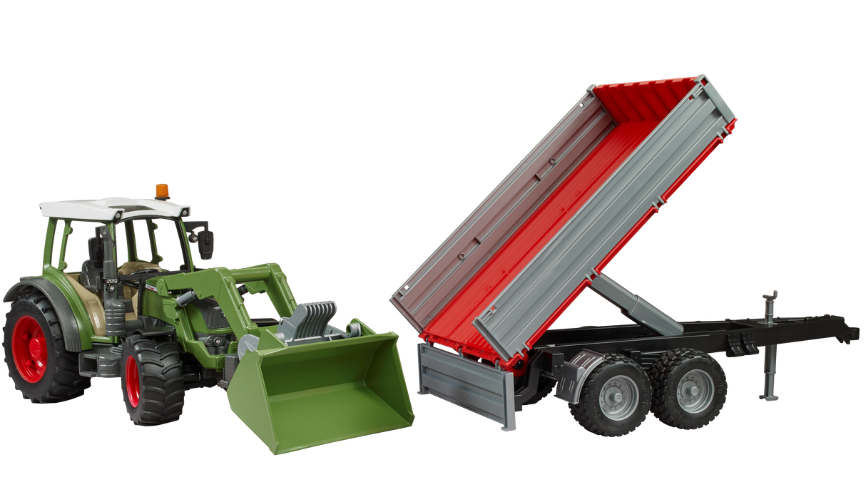 Fendt Vario 211 with frontloader and tipping trailer - Farm Toy