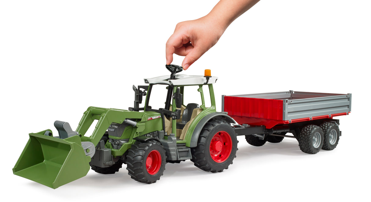 Fendt Vario 211 with frontloader and tipping trailer - Farm Toy
