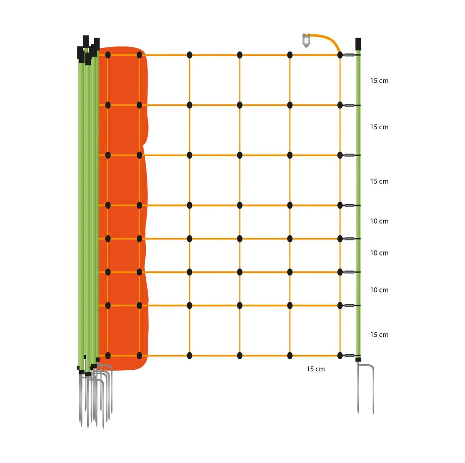 Gallagher Electric Fence Sheep Netting with Double Pin Posts | 90cm High x 50m Long