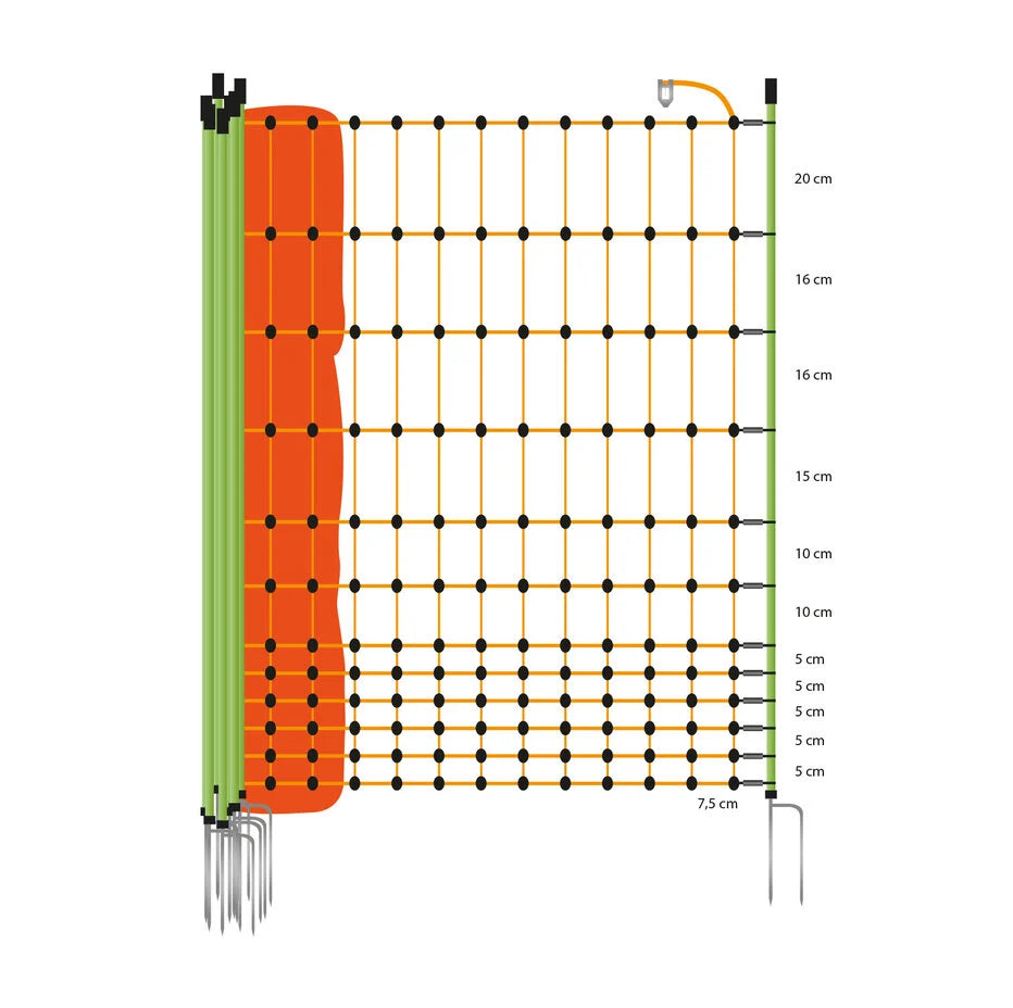 Gallagher Poultry Netting with Double Spike Posts | 112cm High x 50m Long
