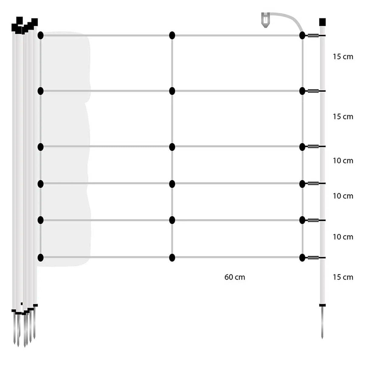 Gallagher Electric Fence Wild Boar Netting with Single Pin Posts | 75cm High x 50m Long