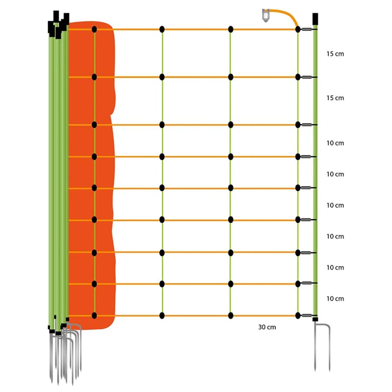 Gallagher Electric Fence Sheep Combo Net with Double Pin Posts | 90cm High x 50m Long