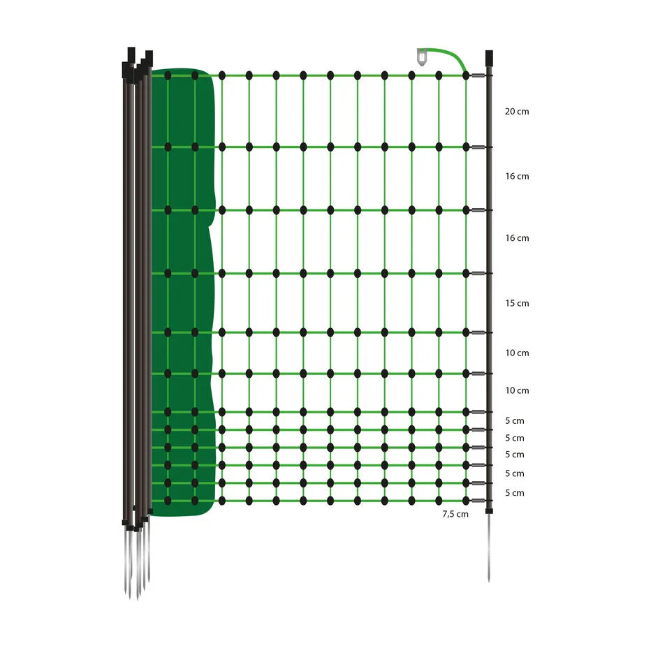Gallagher Green Poultry Netting with Single Pin Posts | 112cm High x 50m Long | ST