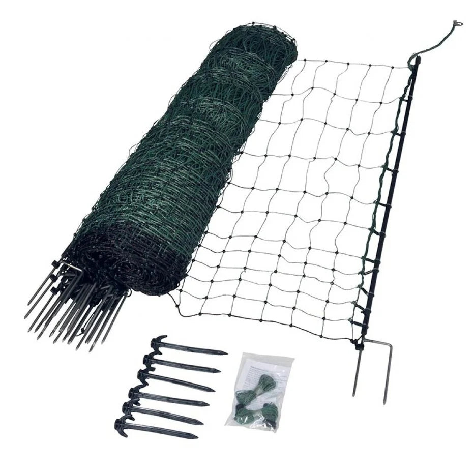 Gallagher Green Poultry Netting with Double Pin Posts | 112cm High x 50m Long | ST