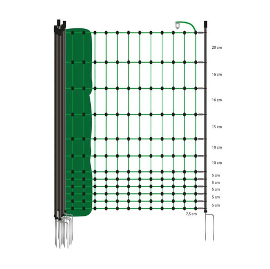 Gallagher Green Poultry Netting with Double Pin Posts | 112cm High x 50m Long | ST