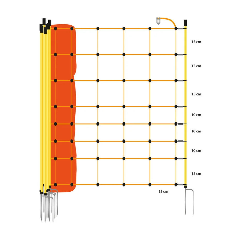 Gallagher Electric Fence Sheep Netting with Double Pin Posts | 90cm High x 50m Long