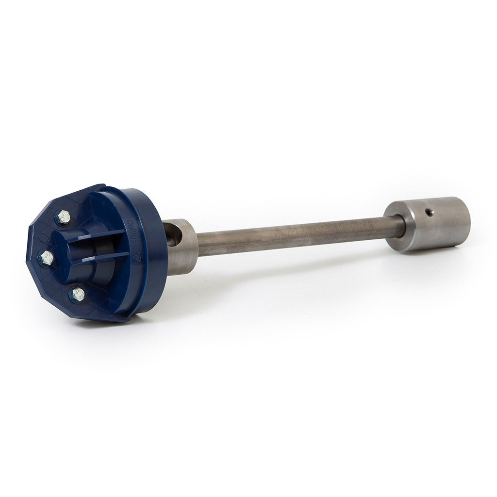 A 90mm Collinson tail end bearing, complete with a restrictor bar, primarily blue in color with metallic elements.