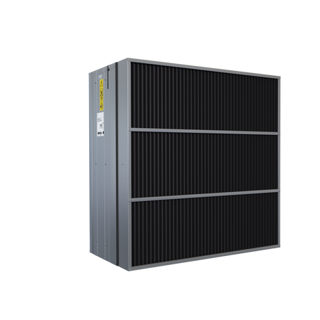 A metal and plastic light trap designed to fit a Vostermans 50" fan