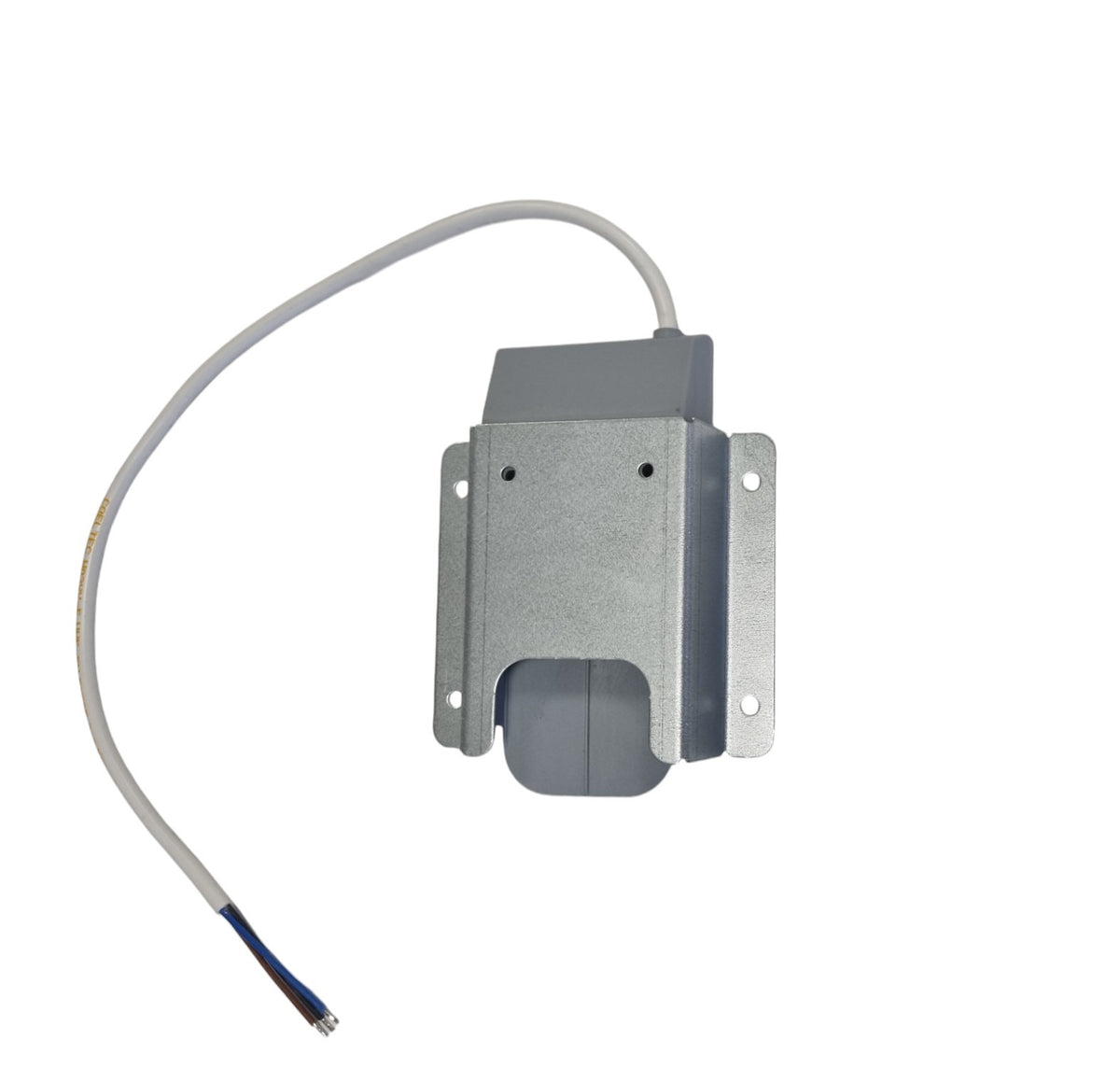 A high level paddle switch with a mounting bracket and three wires