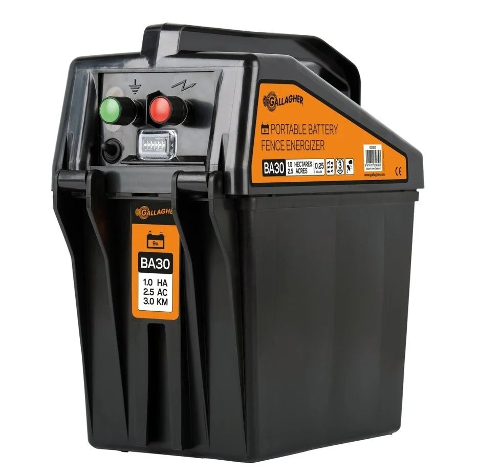 Gallagher BA30 battery Electric Fence energiser (9V/12V) including Free 55Ah Battery | ST |