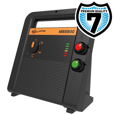 Gallagher MBS800 Electric Fence energiser (230V/12V/Solar) Mains, Battery or Solar