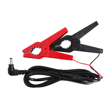 Red and black alligator clips with a black cable