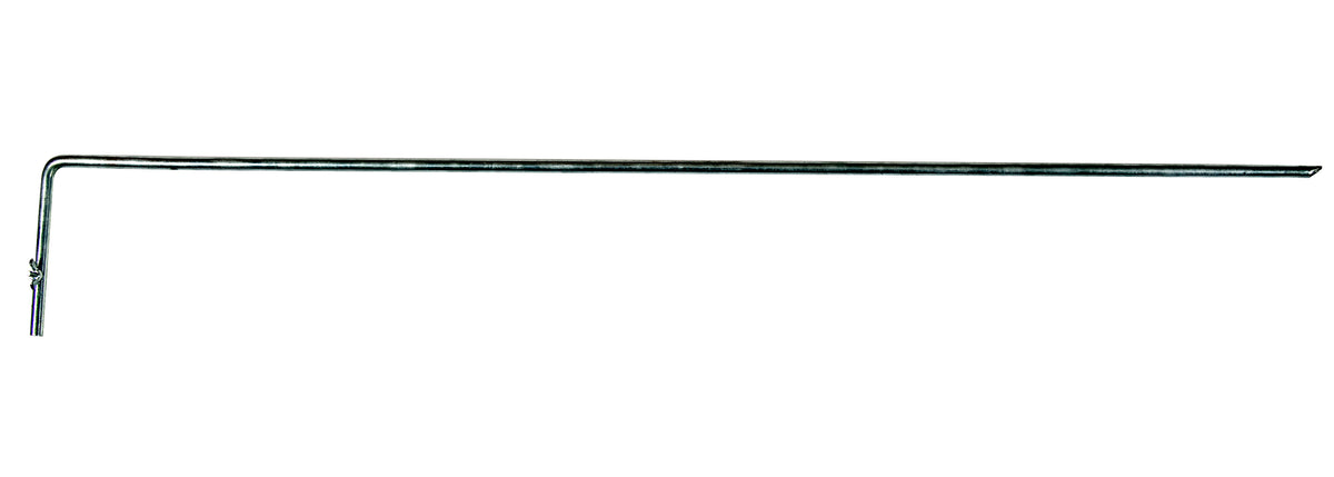 A 1.0m long metal ground stake with a wing nut and bolt connection, typically used for electric fencing.