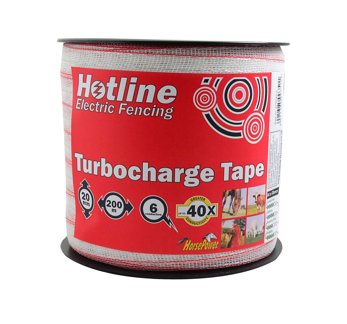 Spool of Hotline Electric Fencing Turbocharge Tape