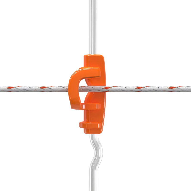 Orange clip on a gallagher post