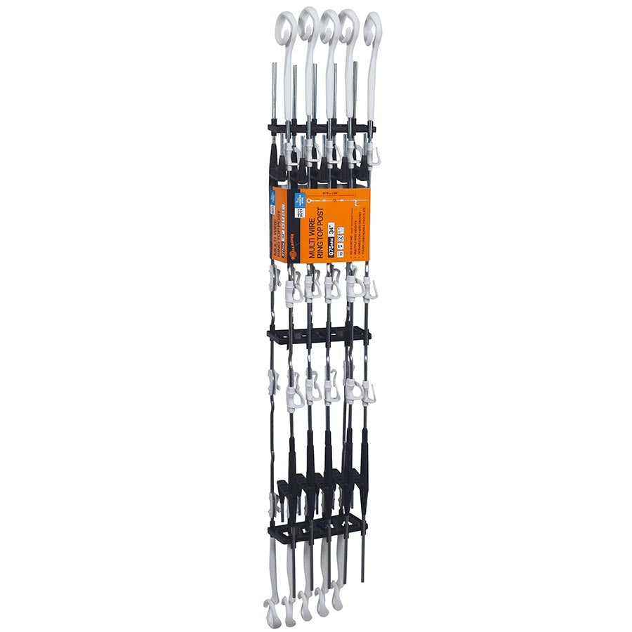 Pack of 10 Gallagher Multi Wire Ring Top White Post 1.10m