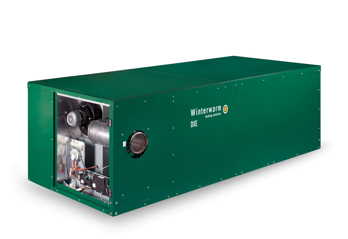 Winterwarm DXE-080 warm air heater specifically designed for poultry houses.