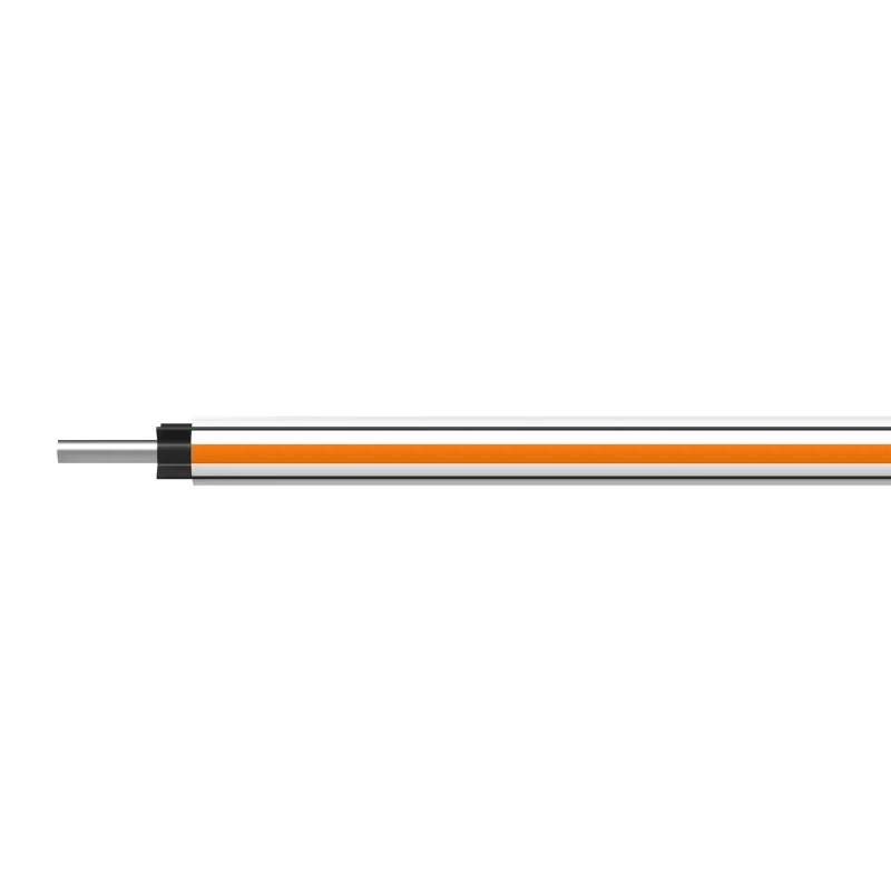 Cable with orange and black striped core on a white background