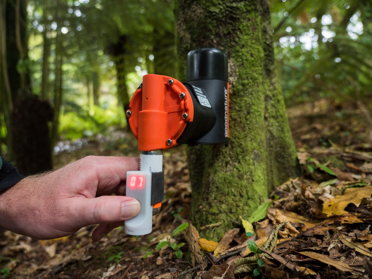 Goodnature rat trap with strike counter