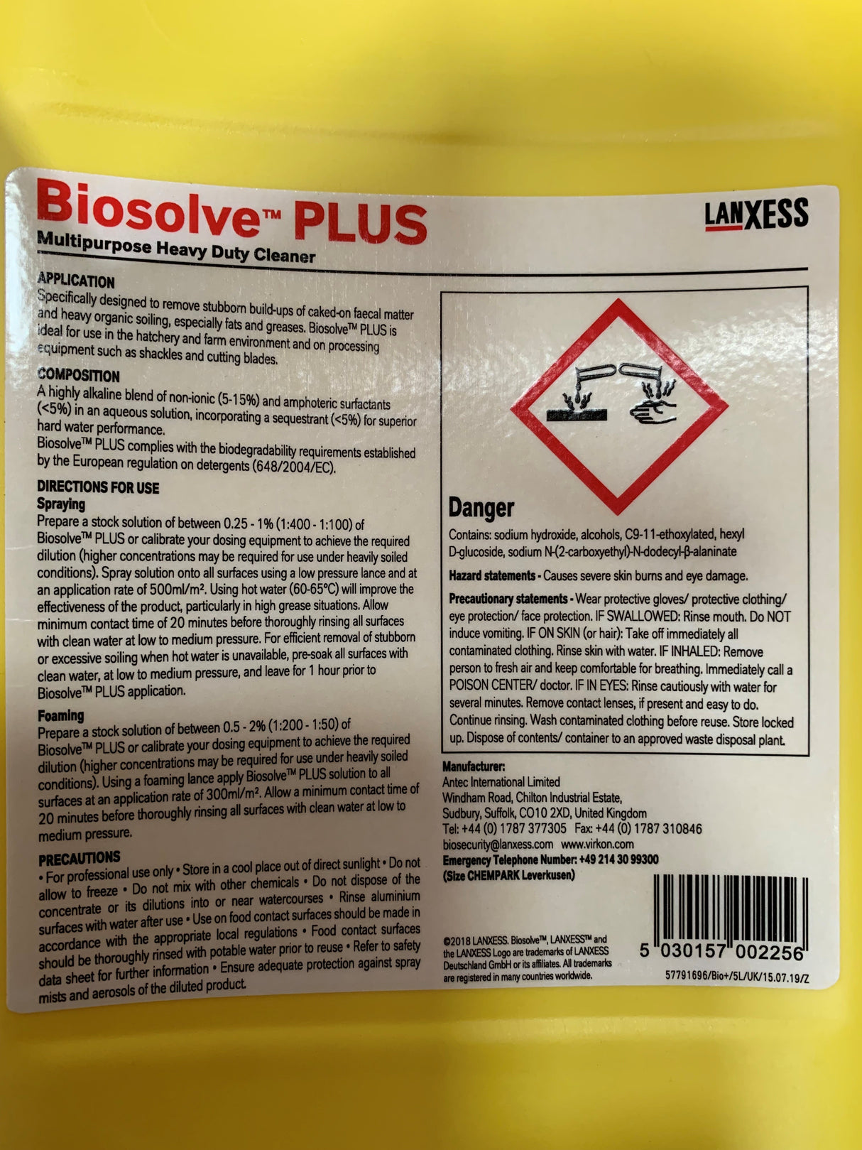 Biosolve Plus multipurpose heavy duty cleaner label
