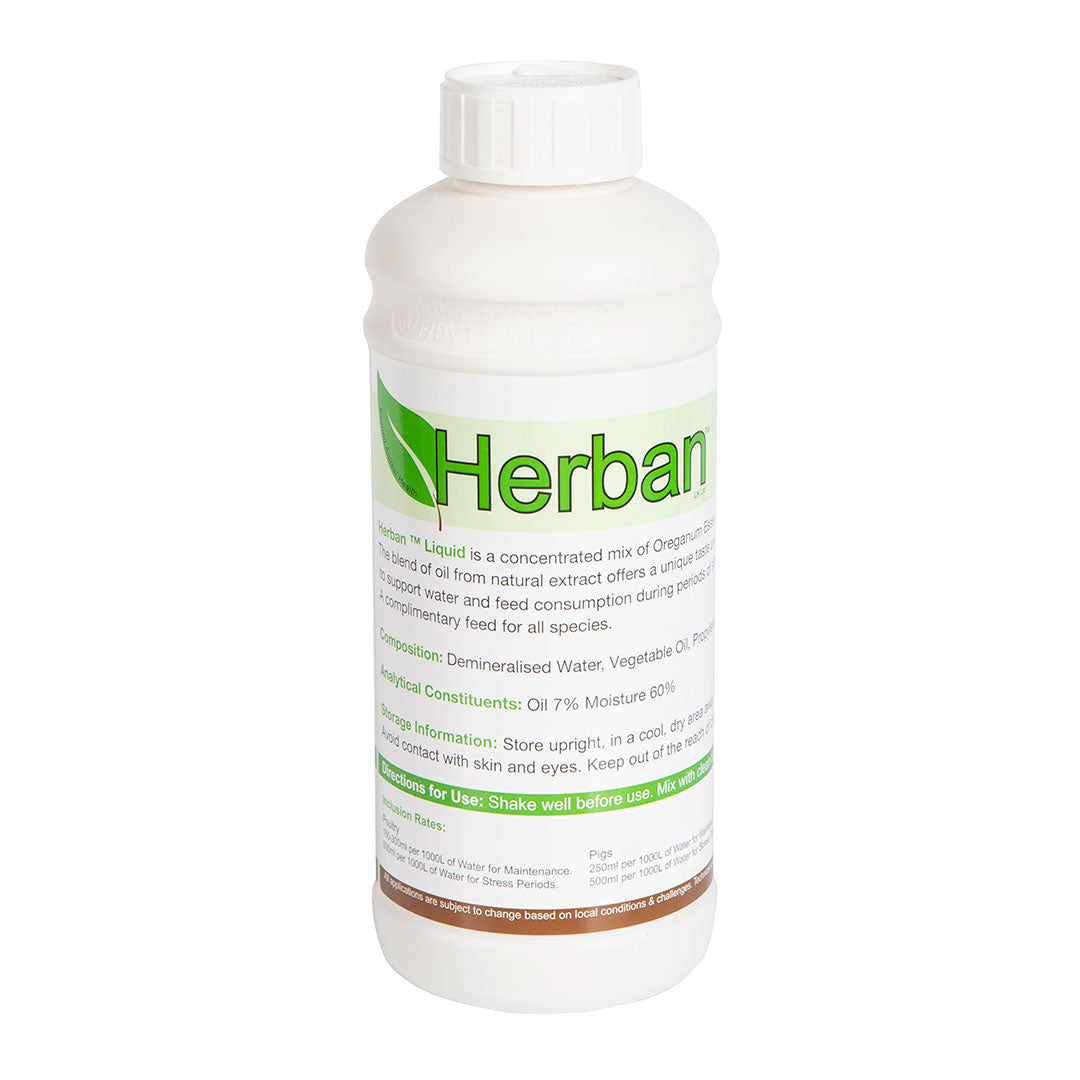 Herban Oregano Liquid - 1lt
A 100% “Natural Origanum Essential Oil Supplement”, a consistent natural taste and flavour which supports gut health and appetite during periods of stress.