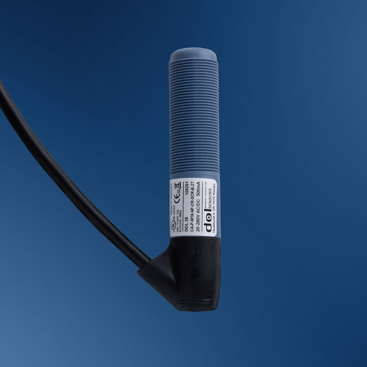 DOL 26 (105207) Proximity Switch SMOOTH SIDED ANGLED 18mm dia, with 0-60 second delay. (20-230VAC) 2 wire