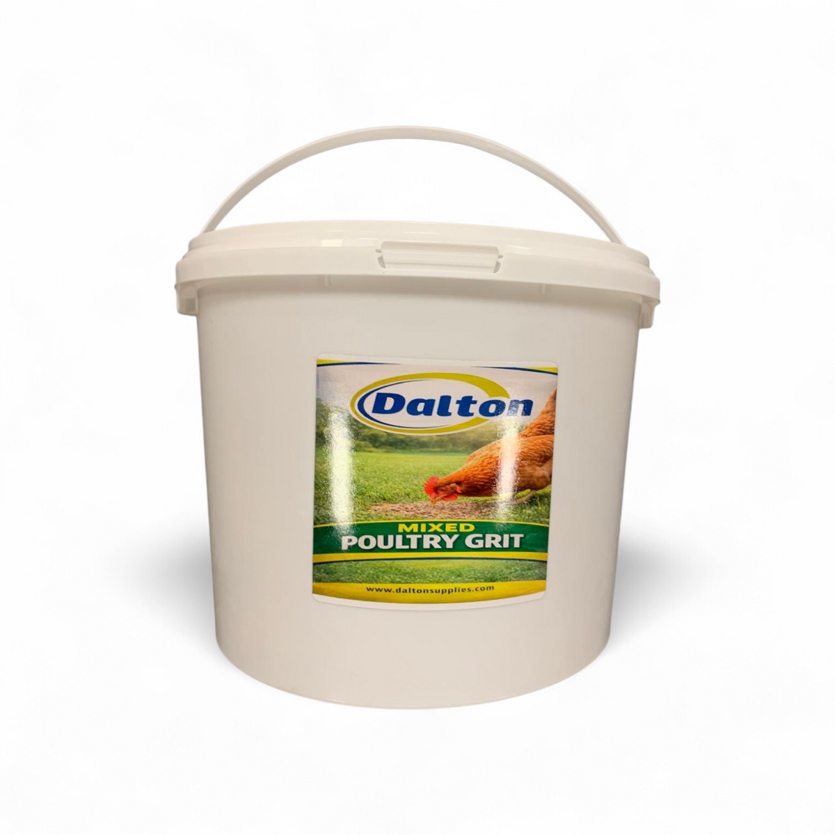 White bucket of Dalton Mixed Poultry Grit in a 4kg tub