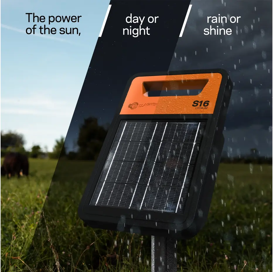 Gallagher S16Li Solar Powered Electric Fence Energiser/Charger incl 6V Battery | ST |