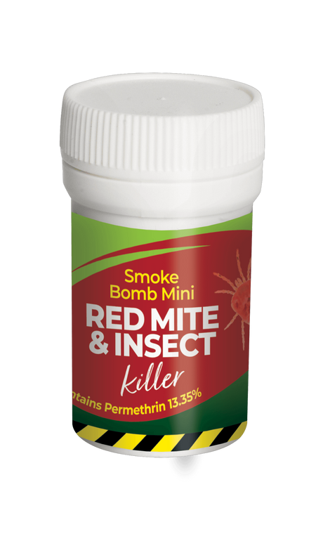 A white cylindrical Organ-X smoke bomb for red mite and insect killer