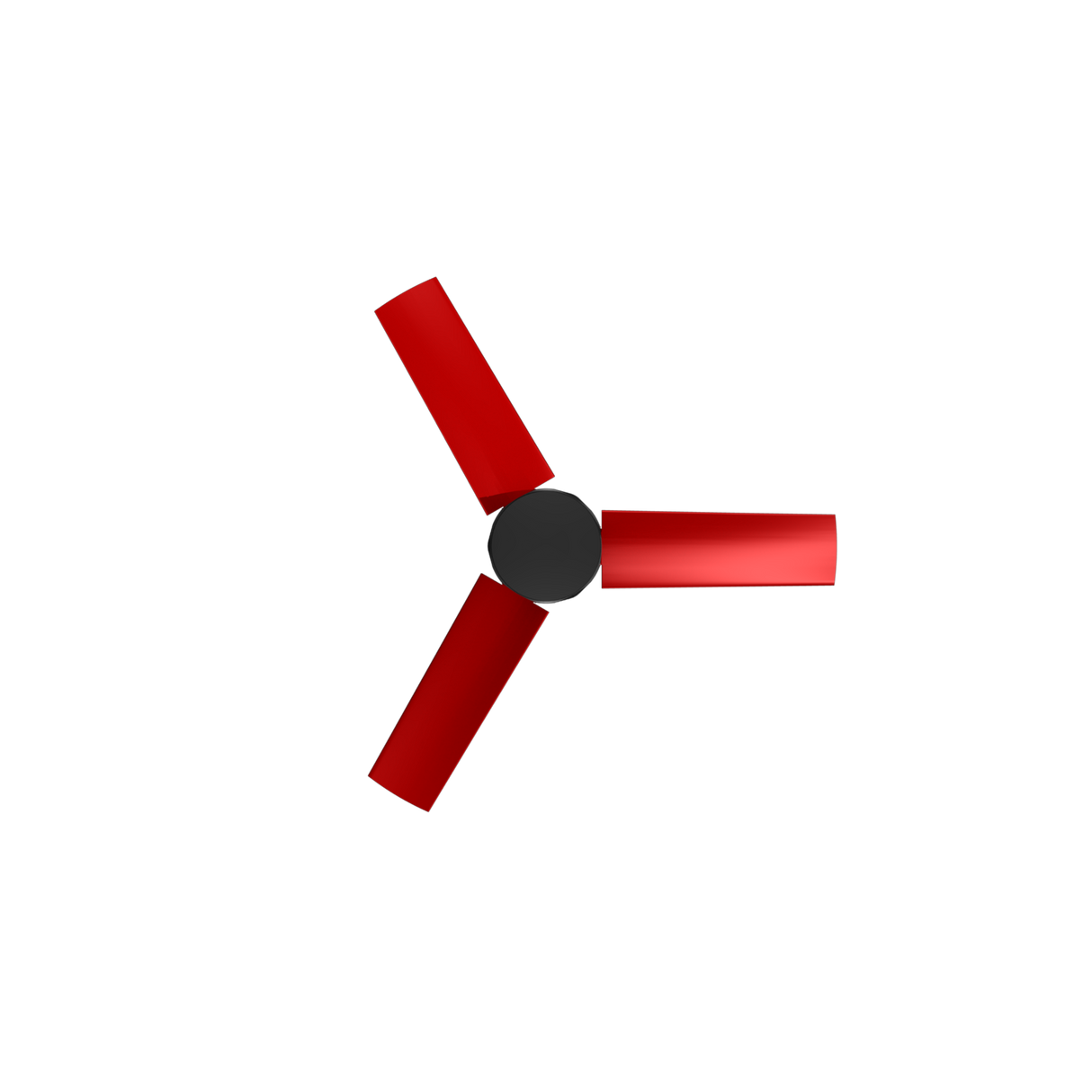 A red three-blade impeller for a 920mm Vostermans Multifan Panel Fan.