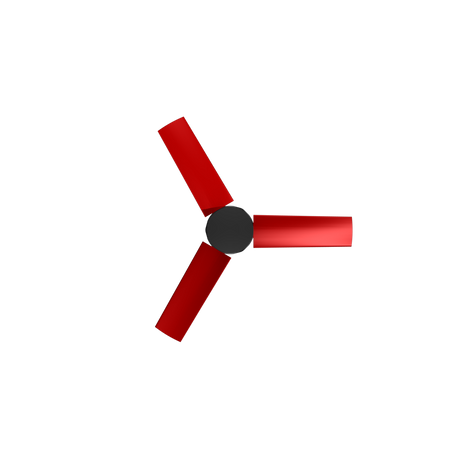 A red three-blade impeller for a 920mm Vostermans Multifan Panel Fan.