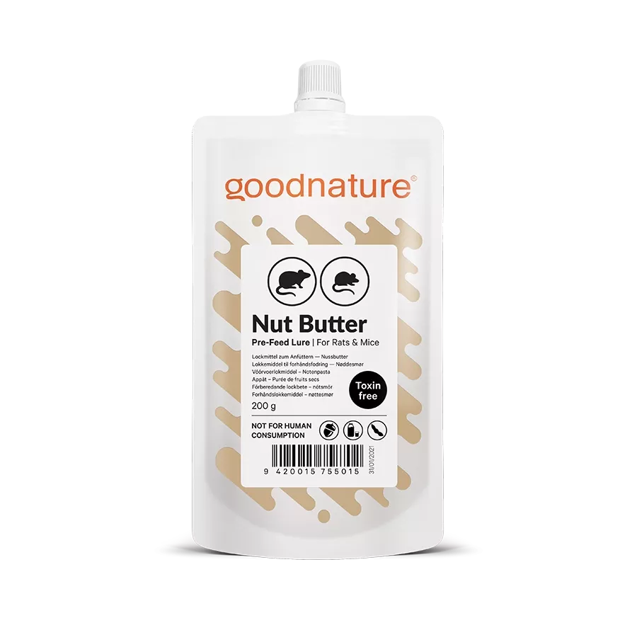 A 200g pouch of Goodnature Nut Butter rodent lure