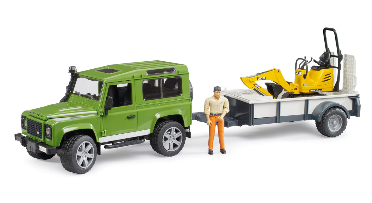 Land Rover Defender with JCB Mini Digger - Farm Toy