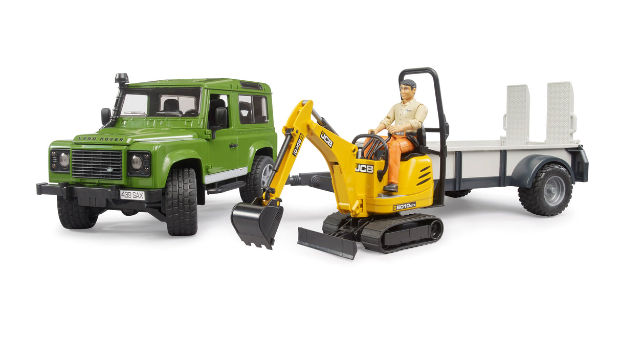 Land Rover Defender with JCB Mini Digger - Farm Toy
