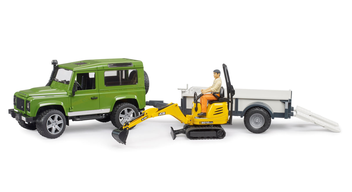 Land Rover Defender with JCB Mini Digger - Farm Toy