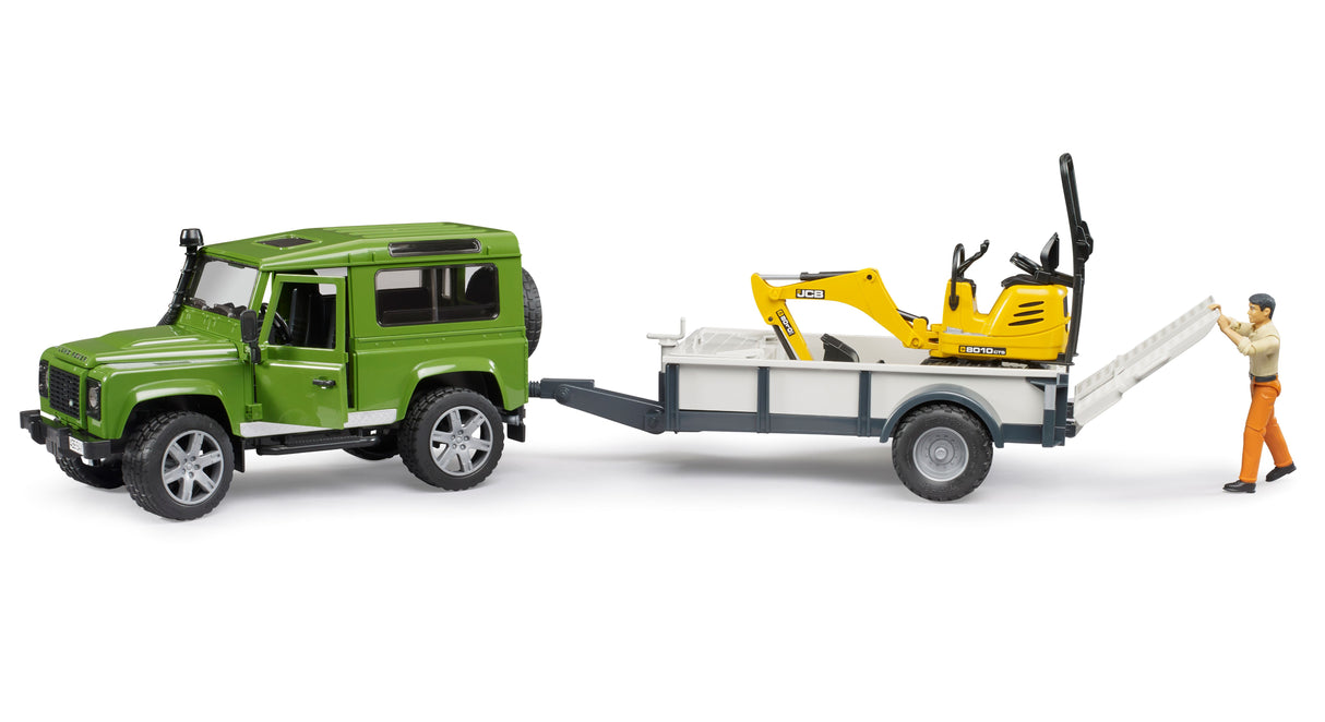 Land Rover Defender with JCB Mini Digger - Farm Toy