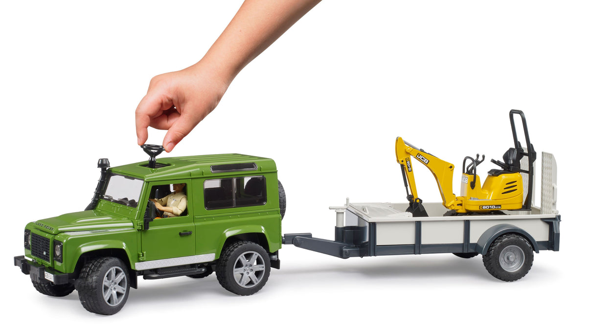 Land Rover Defender with JCB Mini Digger - Farm Toy