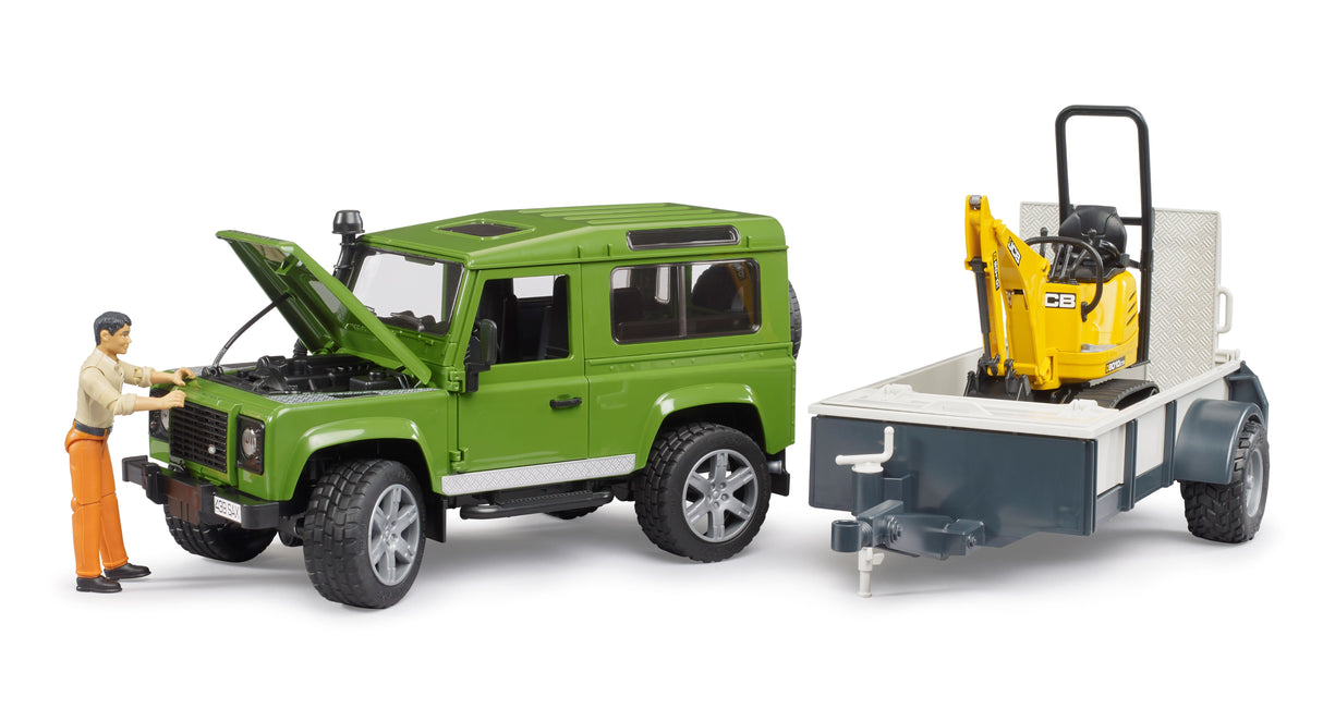 Land Rover Defender with JCB Mini Digger - Farm Toy