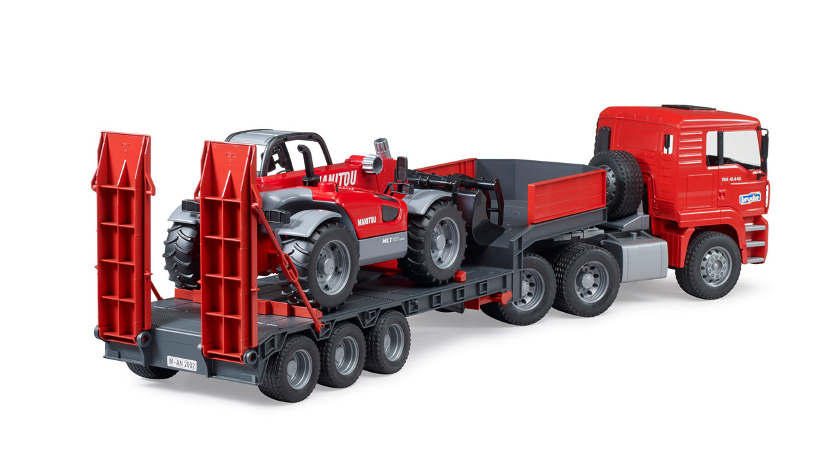 MAN TGA Truck with Low Loader Trailer and Manitou Telehandler - Farm Toy