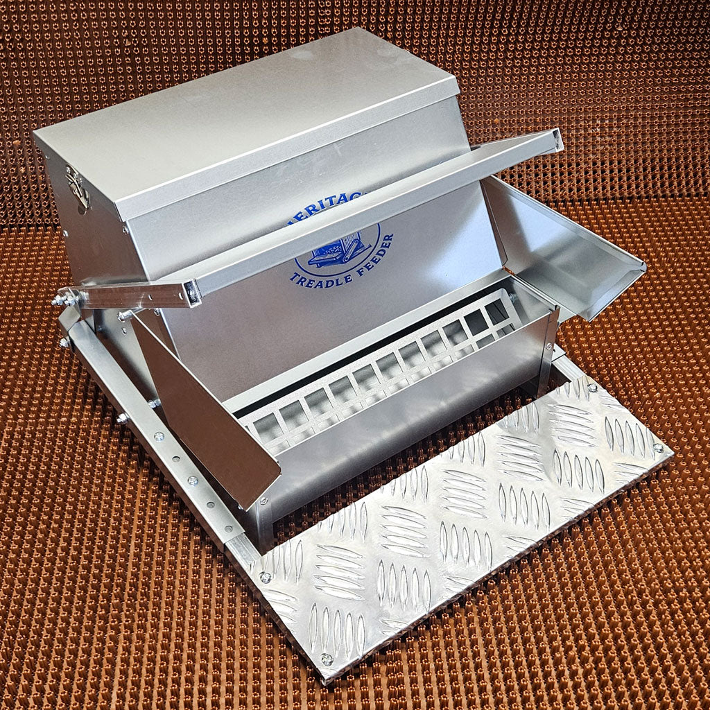 Heritage Galvanised Indoor Treadle Chicken Feeder 11kg | Rat Proof