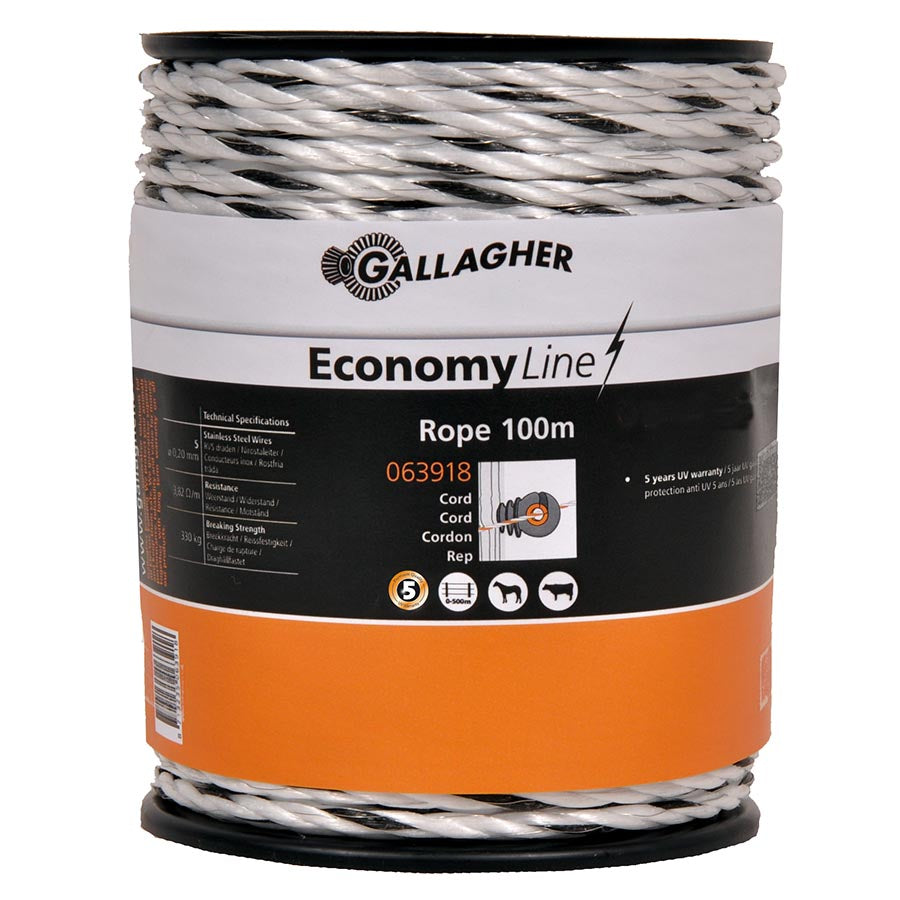 A spool of Gallagher EconomyLine white rope