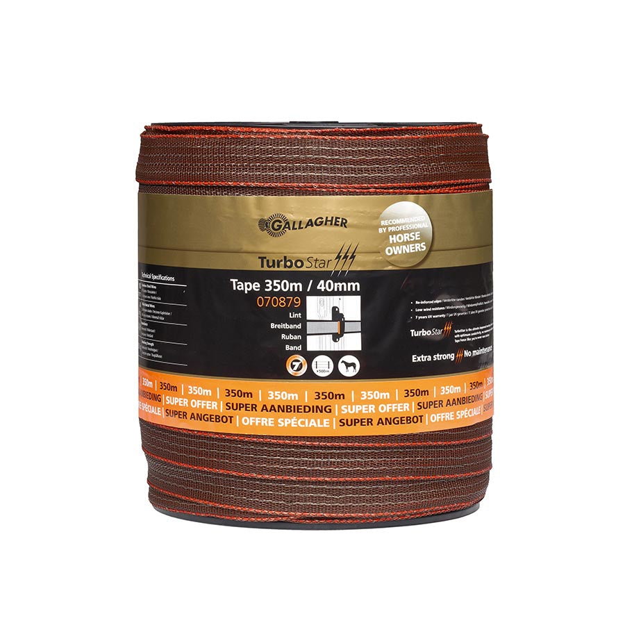 350m reel of Gallagher TurboStar electric fence tape 40mm wide