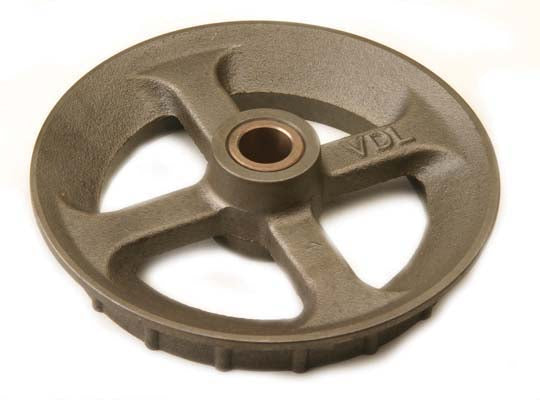 A VDL metal corner wheel with a visible centre bearing