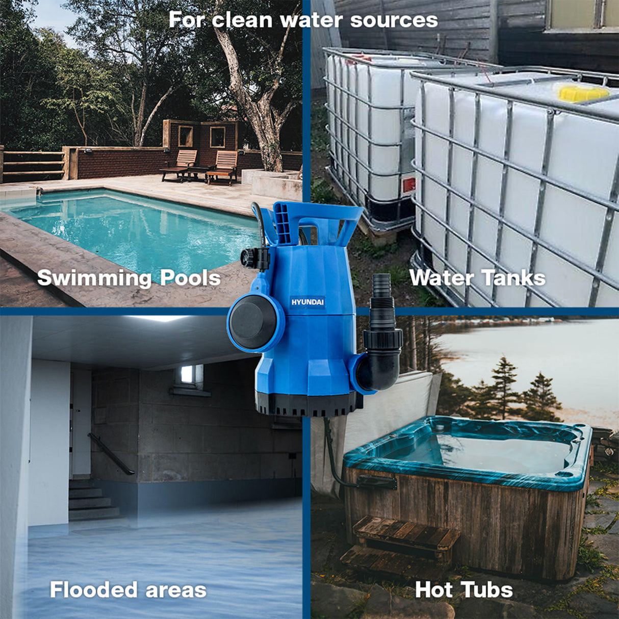 Hyundai 250W Electric Clean Water Submersible Water Pump / Sub Pump | HYSP250CW