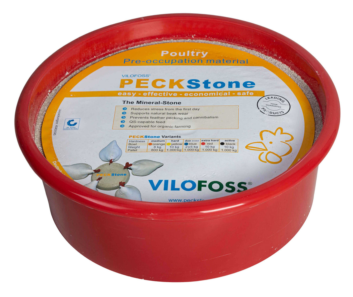 Extra hard Peckstone to satisfy a natural pecking behaviour in chickens