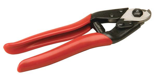 A pair of red-handled wire rope cutters for wire rope up to 4mm