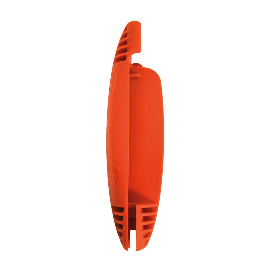 Orange post mount for Gallagher electric fence energizers designed to attach to a ring top post.