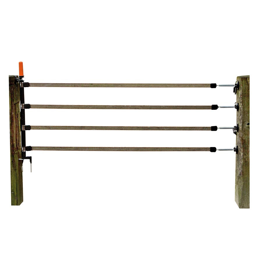 An electric fence gate kit consisting of multiple live strands