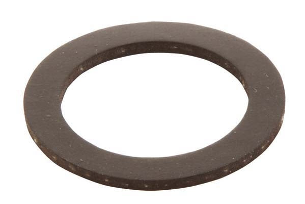 A black rubber washer for a male fitting, showing its circular shape and flat profile.